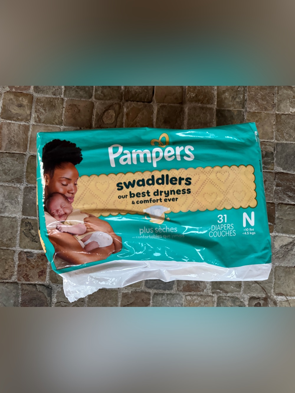 Pampers Swaddlers Diapers Size N Teal & Yellow Pack